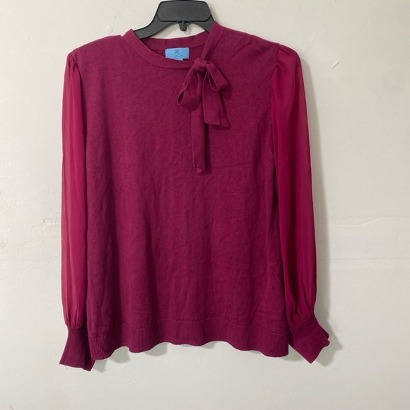 CeCe Women's Red Long-Sleeve Blouse Top Size XL - Picture 3 of 9